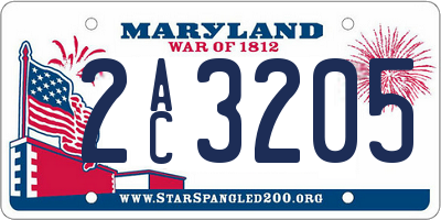 MD license plate 2AC3205