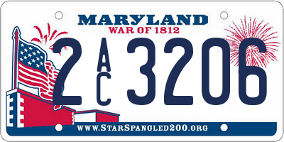 MD license plate 2AC3206
