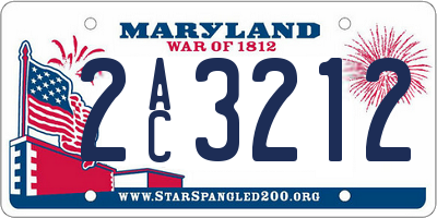 MD license plate 2AC3212