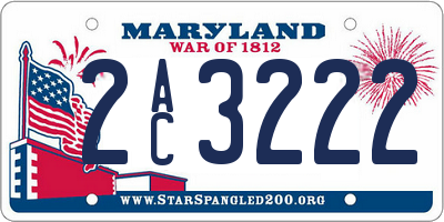 MD license plate 2AC3222