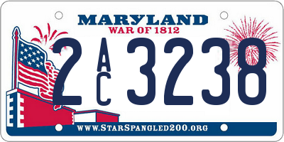 MD license plate 2AC3238