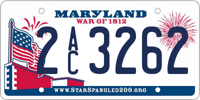 MD license plate 2AC3262