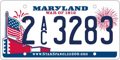 MD license plate 2AC3283