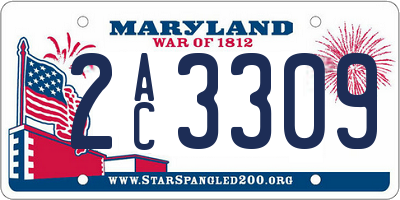 MD license plate 2AC3309