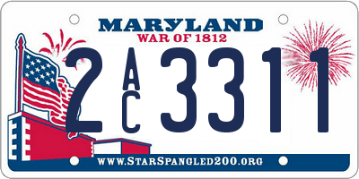MD license plate 2AC3311