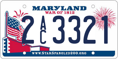 MD license plate 2AC3321