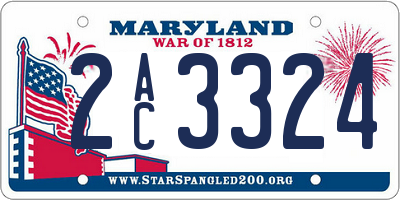 MD license plate 2AC3324