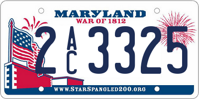 MD license plate 2AC3325