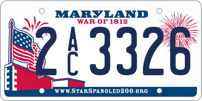 MD license plate 2AC3326