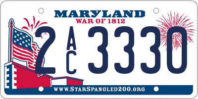 MD license plate 2AC3330