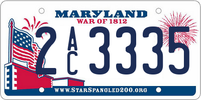 MD license plate 2AC3335