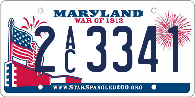 MD license plate 2AC3341