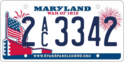MD license plate 2AC3342