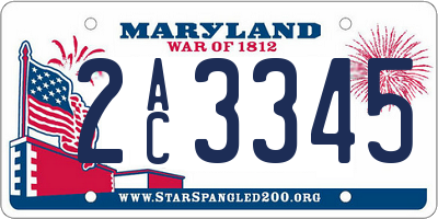 MD license plate 2AC3345