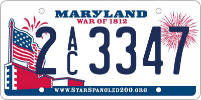 MD license plate 2AC3347