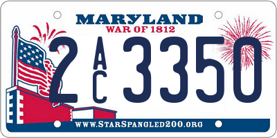 MD license plate 2AC3350