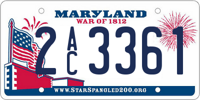 MD license plate 2AC3361