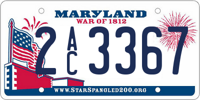 MD license plate 2AC3367