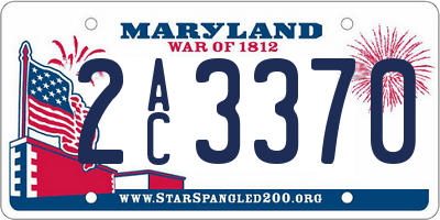 MD license plate 2AC3370
