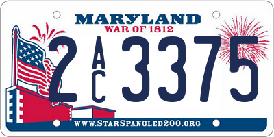 MD license plate 2AC3375