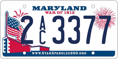 MD license plate 2AC3377