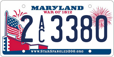 MD license plate 2AC3380