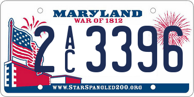 MD license plate 2AC3396