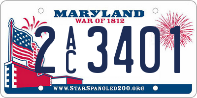 MD license plate 2AC3401