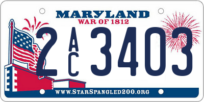 MD license plate 2AC3403