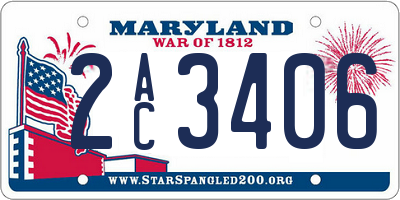 MD license plate 2AC3406