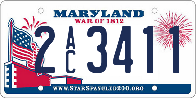 MD license plate 2AC3411