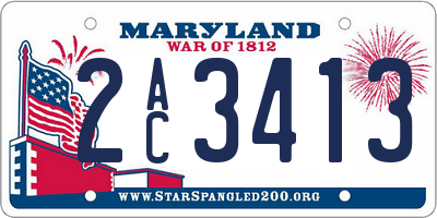 MD license plate 2AC3413