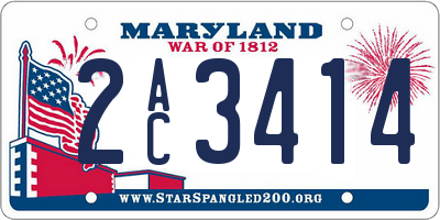 MD license plate 2AC3414