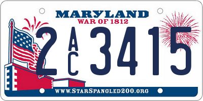 MD license plate 2AC3415