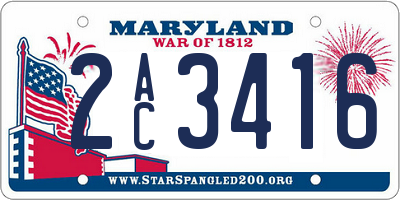 MD license plate 2AC3416