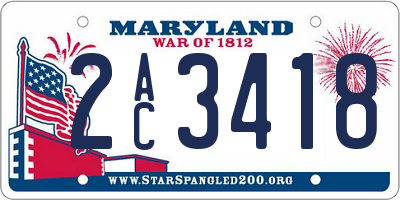 MD license plate 2AC3418