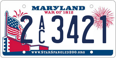 MD license plate 2AC3421