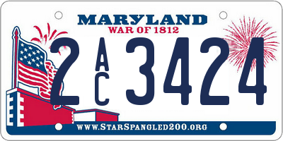 MD license plate 2AC3424