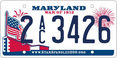 MD license plate 2AC3426