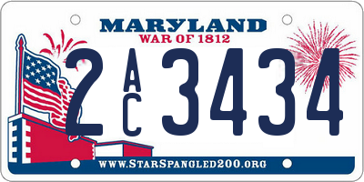 MD license plate 2AC3434
