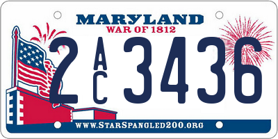 MD license plate 2AC3436