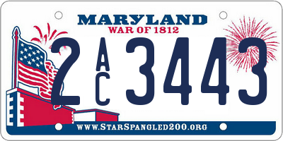 MD license plate 2AC3443