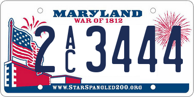 MD license plate 2AC3444