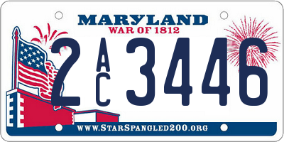 MD license plate 2AC3446