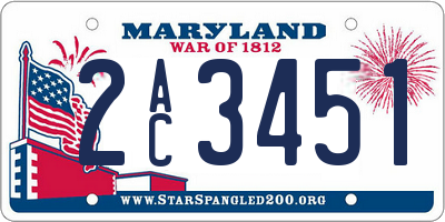 MD license plate 2AC3451