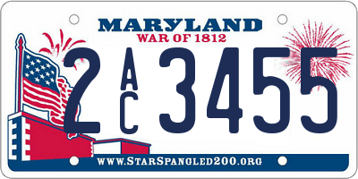 MD license plate 2AC3455