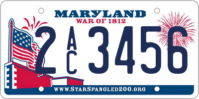MD license plate 2AC3456