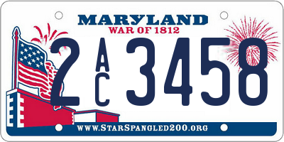 MD license plate 2AC3458