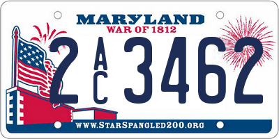 MD license plate 2AC3462