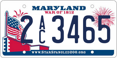 MD license plate 2AC3465